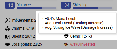 12 lesser gems, 1 regular gem and 3 greater gems