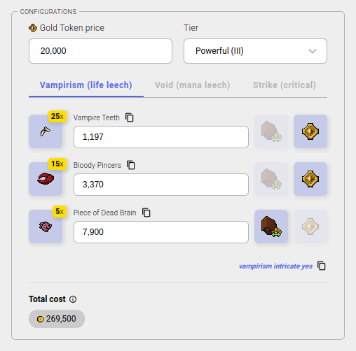 Our new imbuements cost calculator